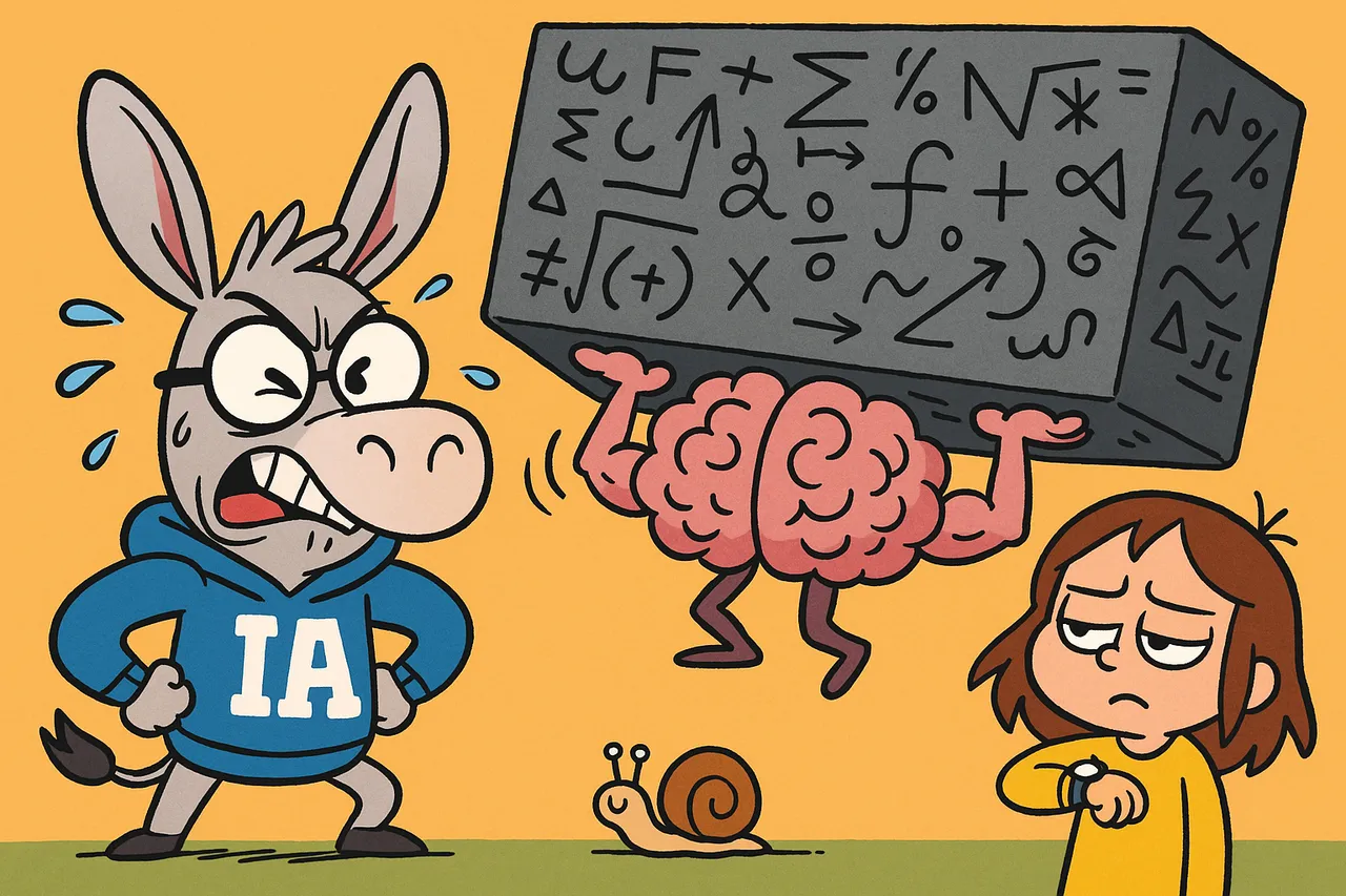 Épreuve de réflexion : IA avec un cerveau musclé résout un calcul énorme, mais très lentement.