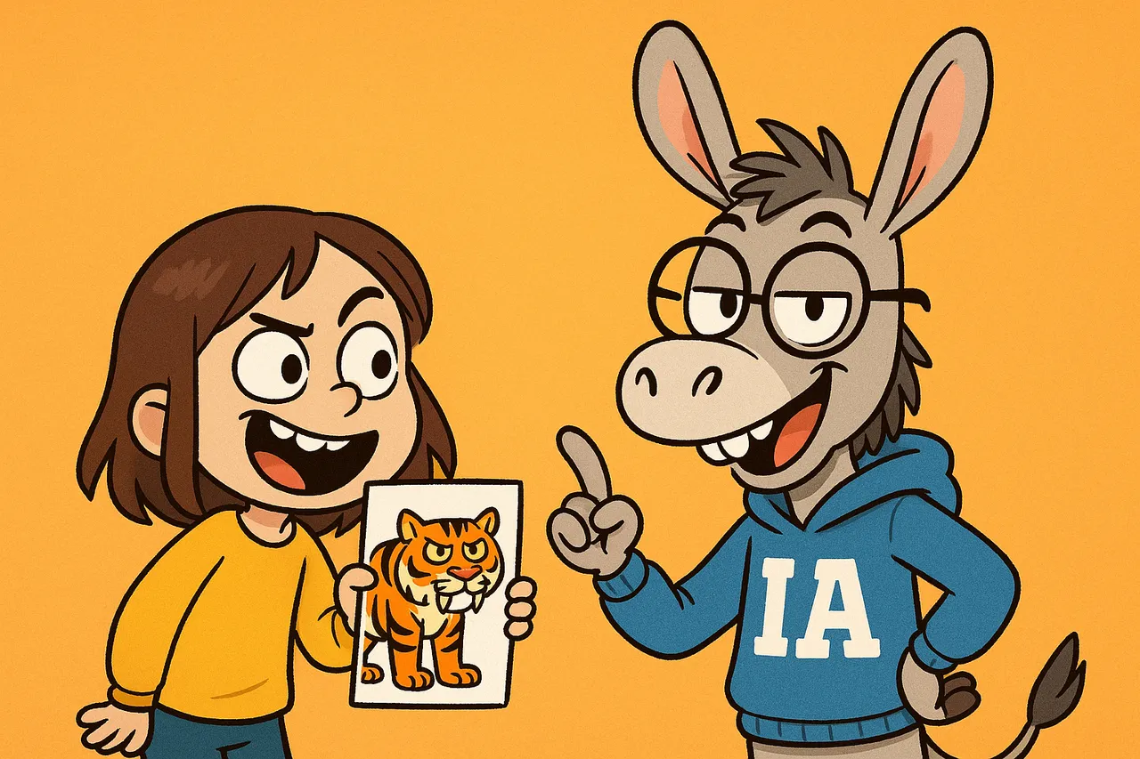 Lina montre une carte de tigre, IA répond sans hésiter.
