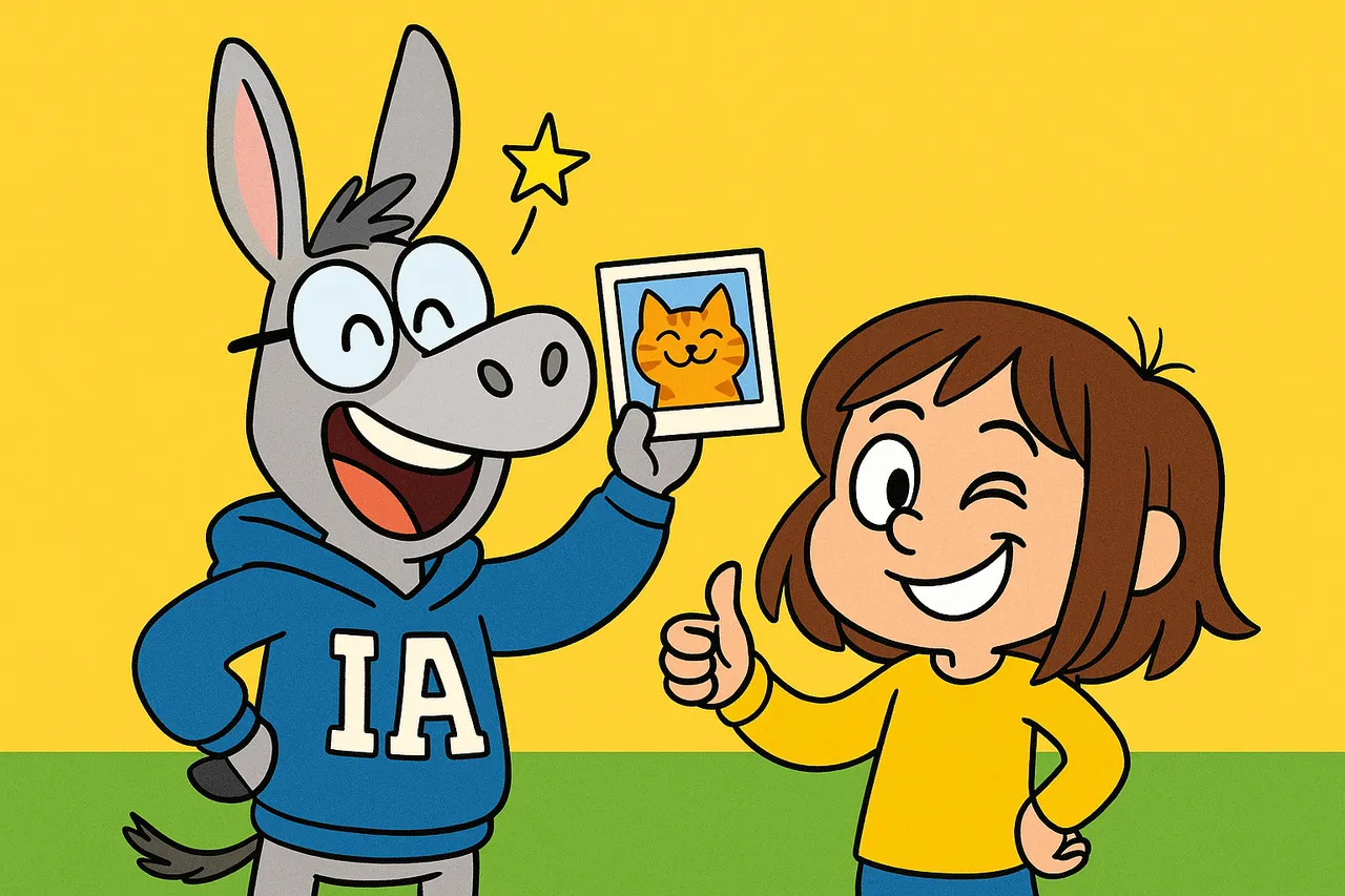 IA reconnaît enfin un chat, fier, Lina lui fait un clin d'oeil