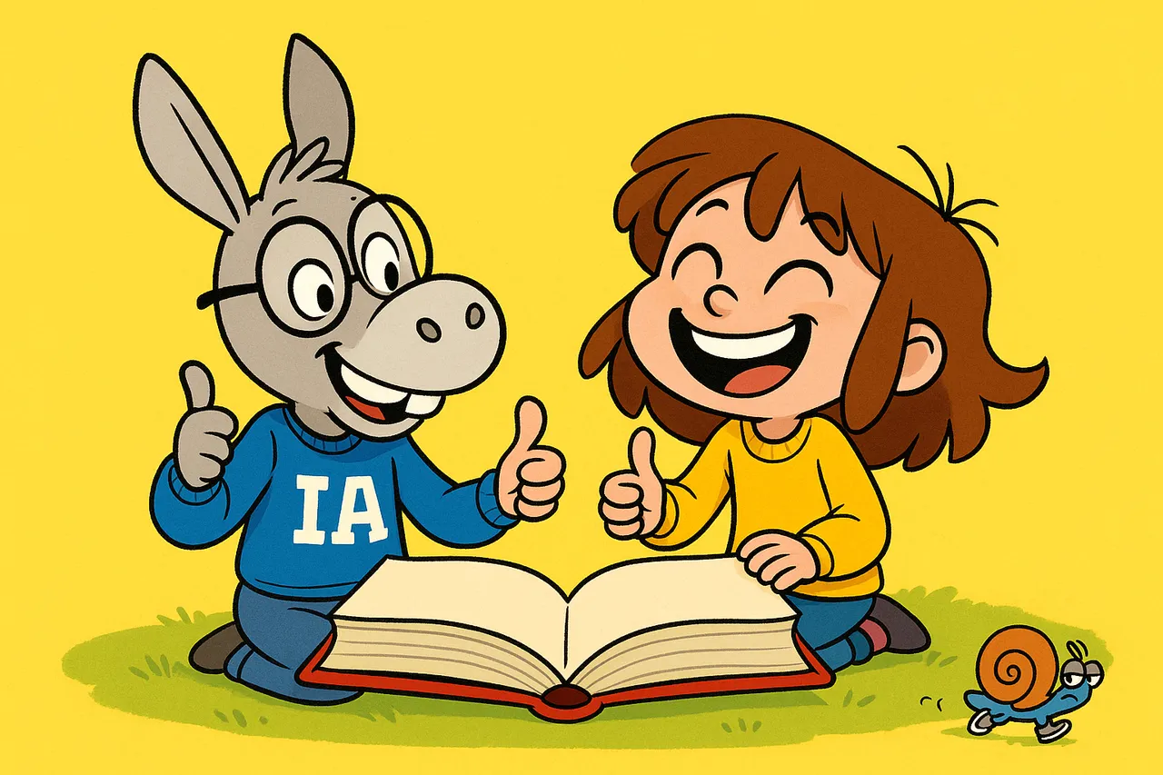 Clin d'oeil final, IA et Lina côte à côte avec le livre