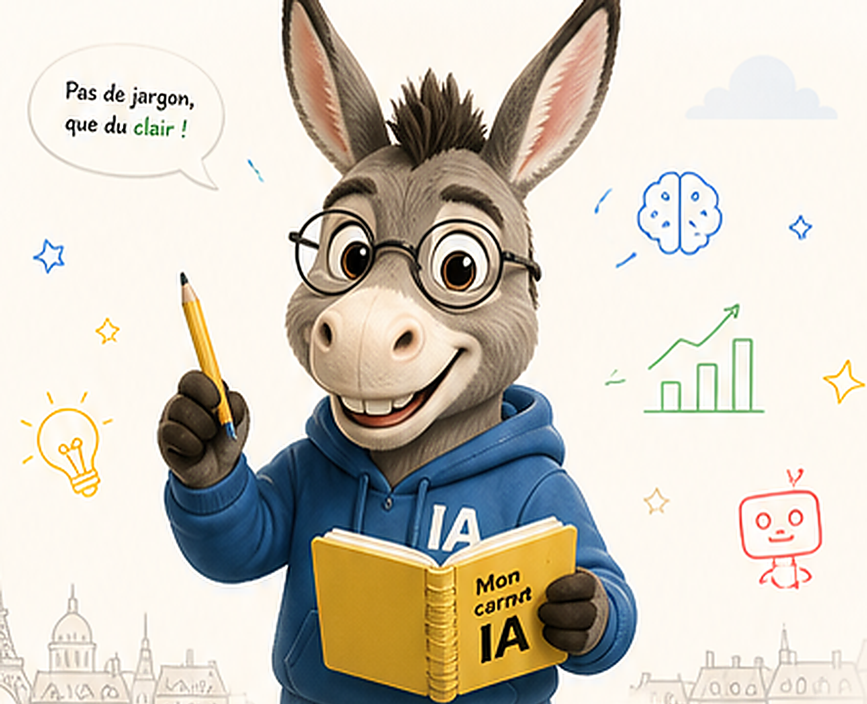 Mascotte de L'IA du Zéro avec carnet IA